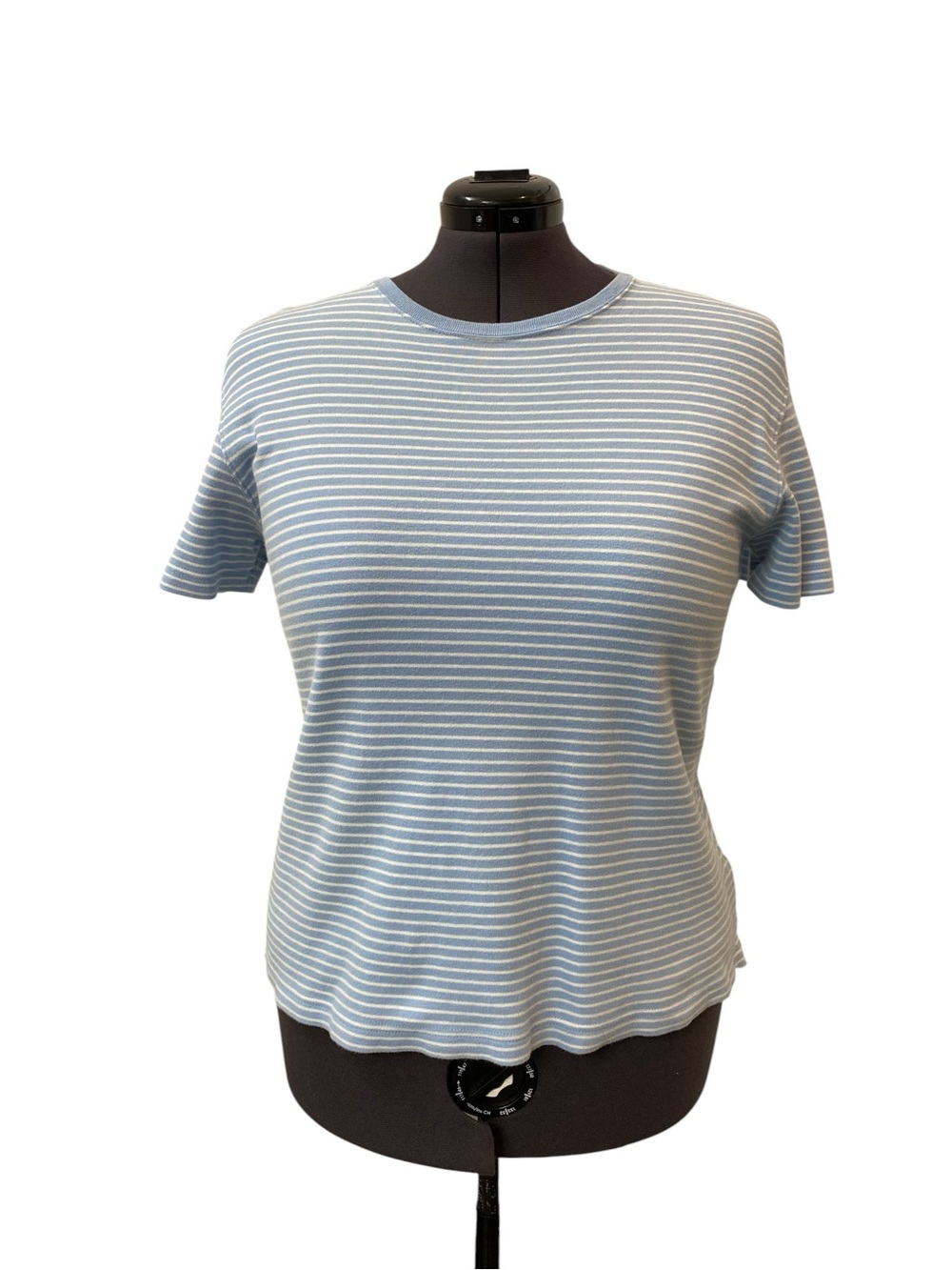 Kim Rogers Women's size XL Light Blue & White Striped Short Sleeve Tee T-Shirt